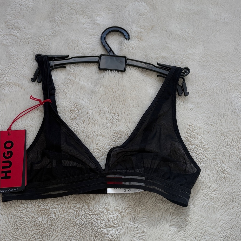 Hugo Boss Sheer Mesh Bralette – XS | NWT | Minimalist Luxe | Black Strappy - Picture 4 of 7